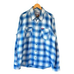 Dixxon Flannel Shirt The Winfield Mens XLT Blue Plaid Pearl Snap 1992 Toronto